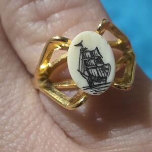 Gold Ship Design Ring